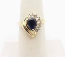 Anel de ouro amarelo 14k com safira e diamante ~1/10 CTW tamanho 6,75, usado comprar usado  Enviando para Brazil