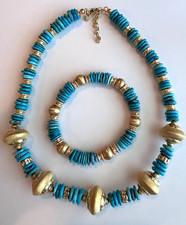 Conjunto de pulseira de colar Veronese Itália 925 prata esterlina contas Rondelle turquesa comprar usado  Enviando para Brazil