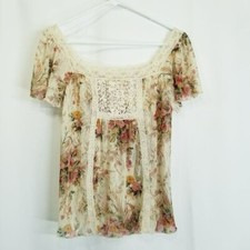 Blusa Boho Estampa Floral Transparente Denim & Supply Ralph Lauren SP Renda Cottagecore comprar usado  Enviando para Brazil