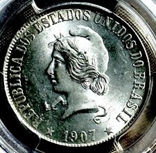 Moeda brasileira 1907 BRAZIL LIBERTY CAP prata MS 63 PCGS ANTIGA 2000 Reis, usado comprar usado  Enviando para Brazil