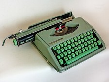 Máquina de escrever portátil HERMES Baby verde perfeito com estojo 1964 teclado AZERTY vintage comprar usado  Enviando para Brazil