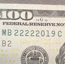 Usado, (QUASE SÓLIDO!!) 2013 $100 quase sólido 5 de um tipo extravagante número de série MB22222019C comprar usado  Enviando para Brazil