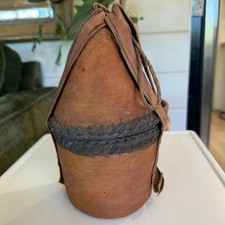 Usado, Cesta africana feita à mão com tampa coberta de couro bem tecida decoração de armazenamento natural comprar usado Usado, Cesta africana feita à mão com tampa coberta de couro bem tecida decoração de armazenamento natural comprar usado  Enviando para Brazil