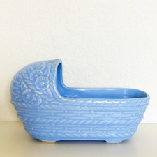 Berço de cerâmica vintage azul bebê plantador comprar usado  Enviando para Brazil