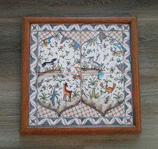 Conjunto de 4 C. Gomil Portugal Azulejos Pintados à Mão Tema Natureza Moldura de Madeira Excelente Estado Usado Raro comprar usado  Enviando para Brazil