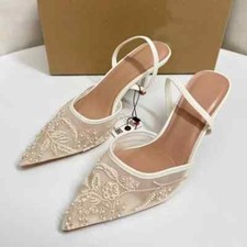 Sapatos sociais de salto alto sexy com alça de flores bordada de malha para casamento comprar usado  Enviando para Brazil