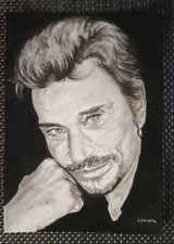Portrait fusain johnny d'occasion  Bischwiller