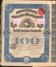 BANCO HIPOTECARIO de CREDIT TERRITORIAL MEXICANO 1908 = "QUEEN ELIZABETH" comprar usado  Enviando para Brazil