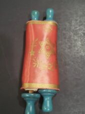 Mini papel vintage Sefer Torá rolo alças de madeira judaica judaica hebraica, usado comprar usado  Enviando para Brazil