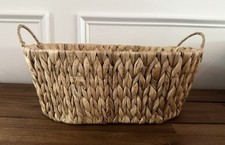 Usado, Cesta decorativa de armazenamento de palha natural oval de tecido grosso ~ fazenda de campo BOHO comprar usado  Enviando para Brazil