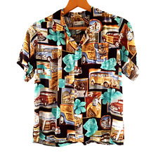 Camisa masculina vintage REYN SPOONER tamanho L 14 16 carros clássicos americanos Havaí amadeirada comprar usado  Enviando para Brazil