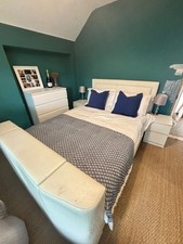 White leather bed for sale  LYMINGTON