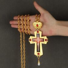 Colar pingente cruz vintage peitoral coroa crucifixo Jesus corrente longa cruz, usado comprar usado  Enviando para Brazil