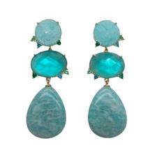 Brincos pendurados de jade verde natural amazonita comprar usado  Enviando para Brazil