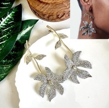 Usado, Brincos de flores de ouro e prata longos strass Zara declaração festa jardim NOVO comprar usado  Enviando para Brazil
