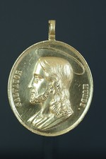19THc Religioso Bronzo Medaglia Ciondolo Salvatore Of The World Gesù Vergine comprar usado  Enviando para Brazil