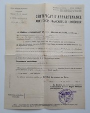 Certificat forces françaises d'occasion  France
