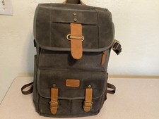 MOCHILA CÂMERA SBS FOTOGRAFIA CERA ALGODÃO LONA E COURO, VERDE/MARROM, usado comprar usado  Enviando para Brazil