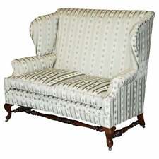 POLTRONA SOFÁ VICTORIAN HOWARD & SONS TECIDO TIQUE-TAQUE ESTOFADO ASA DUPLA, usado comprar usado  Enviando para Brazil