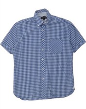 Camisa masculina manga curta alta Tommy Hilfiger XL azul algodão Gingham BZ18 comprar usado  Enviando para Brazil
