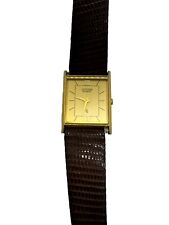 Vintage Citizen CQ 6020-K00519 CK Relógio Masculino Tanque Fino Tom Dourado Couro Marrom comprar usado  Enviando para Brazil