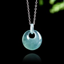 Usado, Colar pingente de donut jadeíta azul de Mianmar prata 925 jade birmanesa comprar usado  Enviando para Brazil