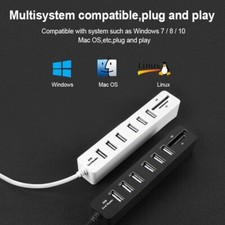Concentrador USB Negro Blanco 6,3 Puertos Expansor Adaptador Divisor Múltiple Lector de Tarjetas PC segunda mano  Embacar hacia Mexico