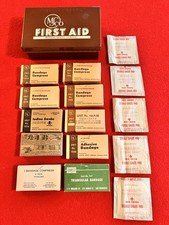 Kit de primeiros socorros vintage da década de 1940 ("M.S.Co.") 10 unidades, reabastecido! Exc!, usado comprar usado  Enviando para Brazil