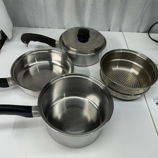 Lote de panelas Salad Master 18-8 tri folheadas de aço inoxidável tampa de frigideira de molho, usado comprar usado Lote de panelas Salad Master 18-8 tri folheadas de aço inoxidável tampa de frigideira de molho, usado comprar usado  Enviando para Brazil