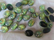Pacote completo 36 tchecos. Cabochões ovais de vidro opala folha verde 14x10mm. comprar usado  Enviando para Brazil