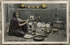 Cartão postal colorido RPPC B554 A Hindu Woman Cooking Calcutá Índia D. Marcopolo & Co. comprar usado  Enviando para Brazil