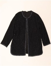 Jaqueta Blazer Aberta Feminina VINTAGE Reino Unido 18 GG Preta Poliéster UX01 comprar usado  Enviando para Brazil