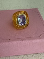 Anel de coquetel Swarovski Dulcis corte almofada, pavê, amarelo tamanho 6.5 comprar usado  Enviando para Brazil