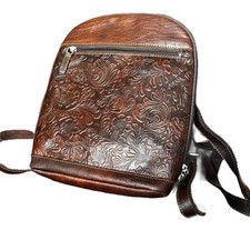 Mochila Jack Georges floral em relevo couro de búfalo nova sem etiquetas comprar usado  Enviando para Brazil
