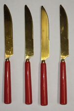 Juego de 4 cuchillos modernos de acero inoxidable rojo y dorado segunda mano  Embacar hacia Mexico