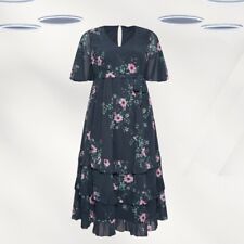 Vestido maxi feminino ex plus size floral bainha de babado azul marinho (sem cinto) comprar usado  Enviando para Brazil