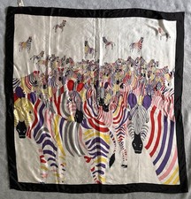 Luxo de cachecol de seda 100% seda estampa de zebra arte quadrada animal borda preta vintage comprar usado  Enviando para Brazil
