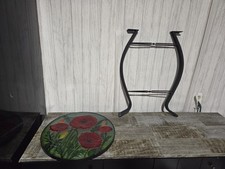 Mesa de pátio bistrô lateral externa, 14 pol. redonda acabamento café vermelho, usado comprar usado  Enviando para Brazil