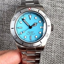 Relógio masculino automático 39 mm mostrador azul celeste à prova d'água NH35A cúpula vidro de safira comprar usado  Enviando para Brazil