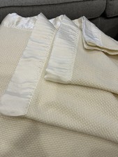 Cobertor acrílico vintage Ralph Lauren marfim waffle tecido acabamento acetinado 90”x 90” comprar usado  Enviando para Brazil