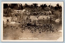 Cartão postal 1933 Lost Lake Coral Gables Man Boat Miami Flórida FL RPPC foto publicada comprar usado  Enviando para Brazil