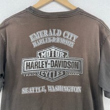 Camisa masculina HARLEY DAVIDSON L Emerald City Seattle WA motociclista preta EUA comprar usado  Enviando para Brazil