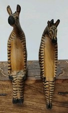 Prateleira de madeira esculpida à mão vintage Besmo conjunto de 2 zebra comprar usado  Enviando para Brazil