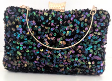Bolsa feminina para casamento de formatura e casamento à noite clutch lantejoulas multicoloridas NOVA comprar usado  Enviando para Brazil