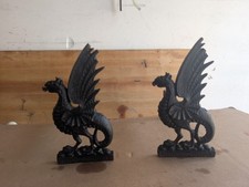 Antiga lareira dragão início do século XX ferro fundido Andirons escocesa  comprar usado  Enviando para Brazil