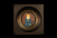 Retrato infantil antigo e em movimento, pintura a óleo em miniatura por volta de 1850 comprar usado  Enviando para Brazil