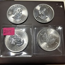 4 moedas de prata fina de bordo canadense .9999 2015, 16,23 e 24 condições variadas , usado comprar usado  Enviando para Brazil