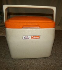 Logotipo raro vintage Coleman Lil Oscar refrigerador pessoal tampa laranja VEJA!!!!! comprar usado  Enviando para Brazil