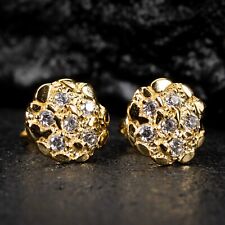 Brincos redondos de ouro amarelo prata esterlina círculo gelado pepita parafuso traseiro comprar usado  Enviando para Brazil
