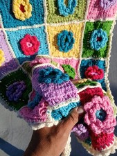 Cobertor adorável afegão autêntico flores coloridas qualidade bem projetada ovelha comprar usado  Enviando para Brazil